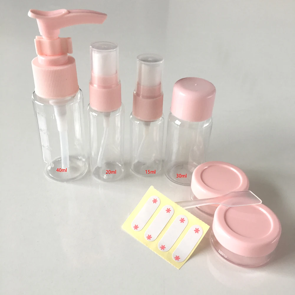 

7pcs/Set Mini Makeup Cosmetic Face Cream Pot Bottles Plastic Transparent Empty Make Up Container Bottle Travel Kit Accessories