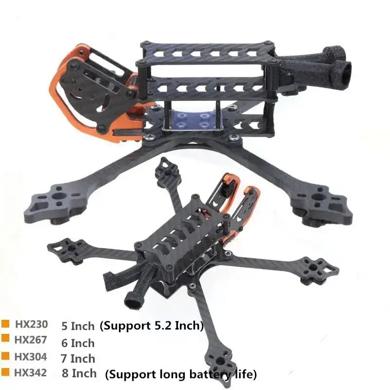 

HSKRC HX230mm 5inch / HX267mm 6inch / HX304mm HX342mm FPV Full Carbon Fiber Frame Kit Quadcopter 5 6 7 8 Inch for DJI