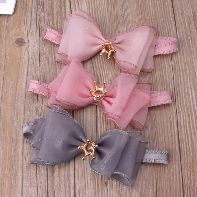 

Baby Girls Bowknot Crown Headband Lace Elastic Princess Hair Band Fashion New Style Children Kids Hair Accessories