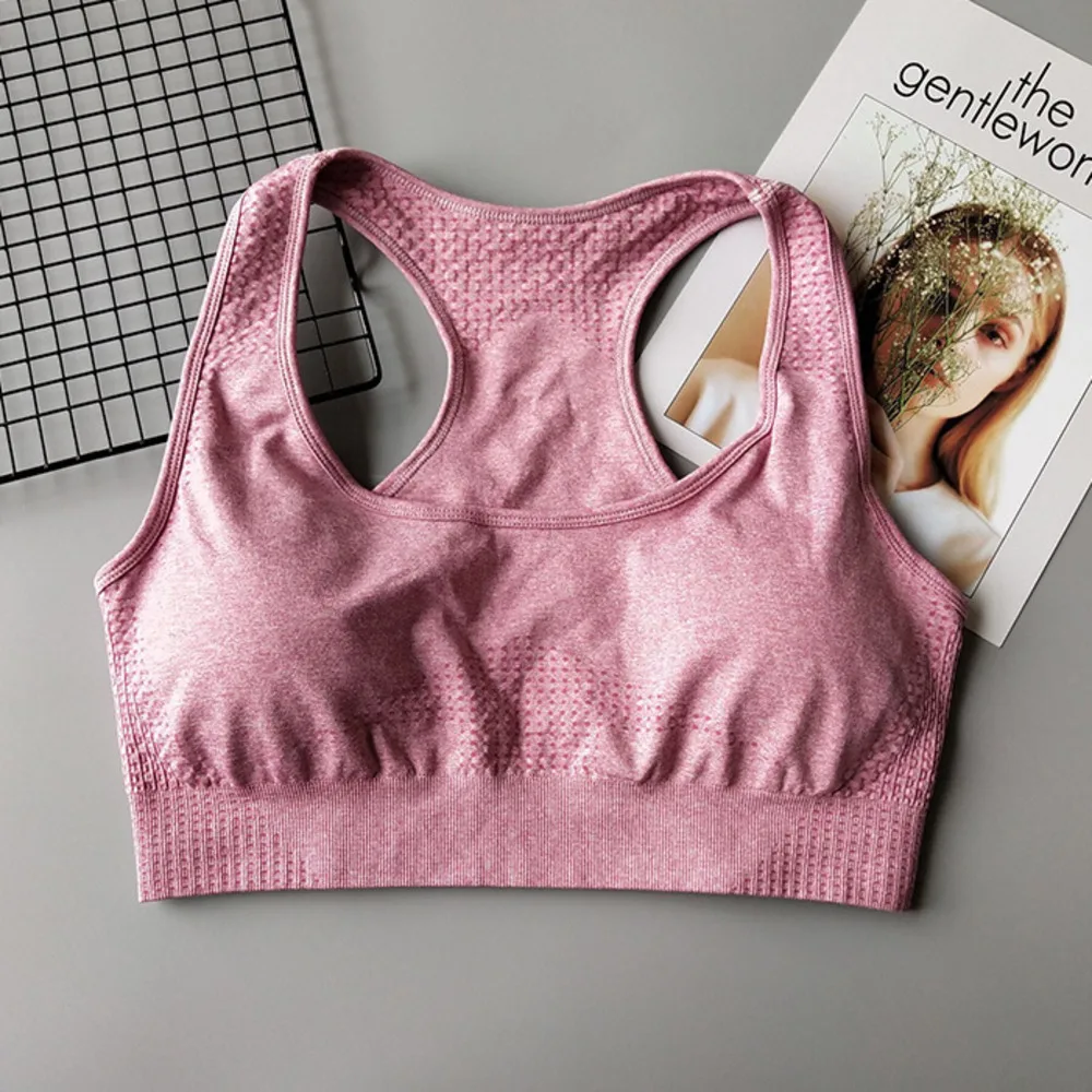Дышащий мягкий пуш ап бюстгальтер для йоги тренажерного зала жилет женщин