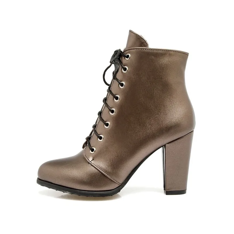 Женские ботильоны из искусственной кожи MAZIAO серебристые ботинки на высоком