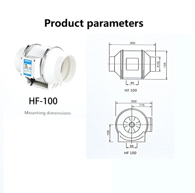 

4 inch 220V Exhaust Fan Home Silent Inline Pipe Duct Fan Bathroom Extractor Ventilation Kitchen Toilet Wall Air Clean Ventilator