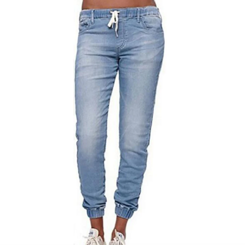

Women Jeans Solid Fashion Elastic Waist Jeans Straight Pencil Pants Denim Pants Women Trousers Causal Pants Women Clothing