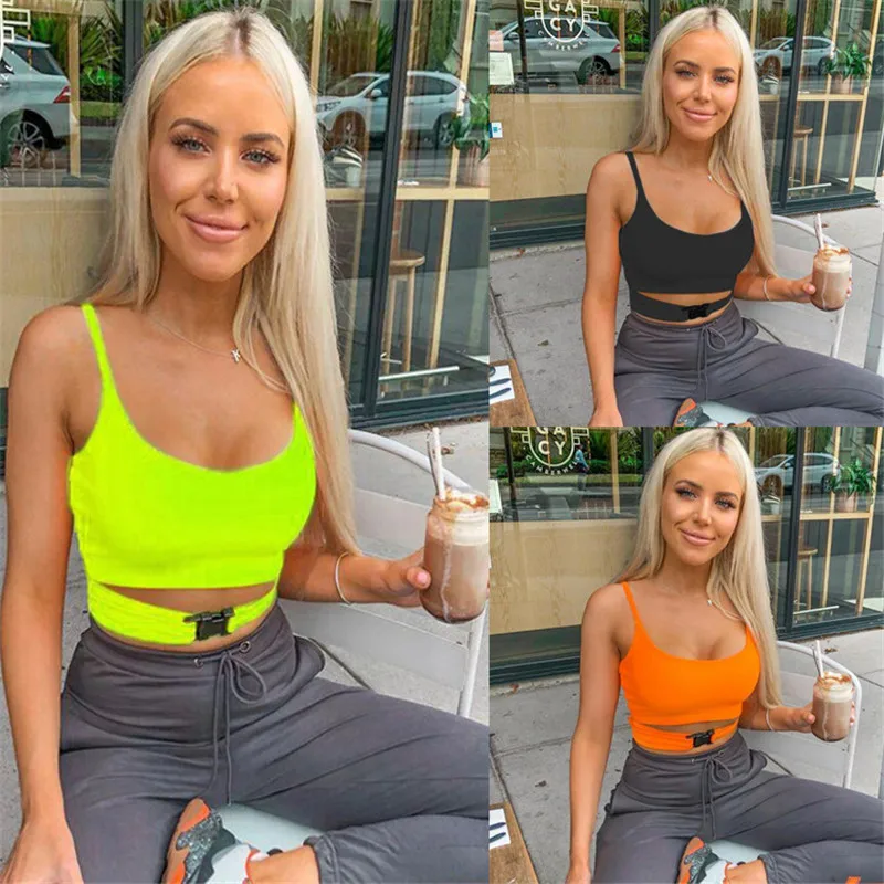 3 цвета хит лета женский жилет с пряжкой укороченный топ Женские Повседневные