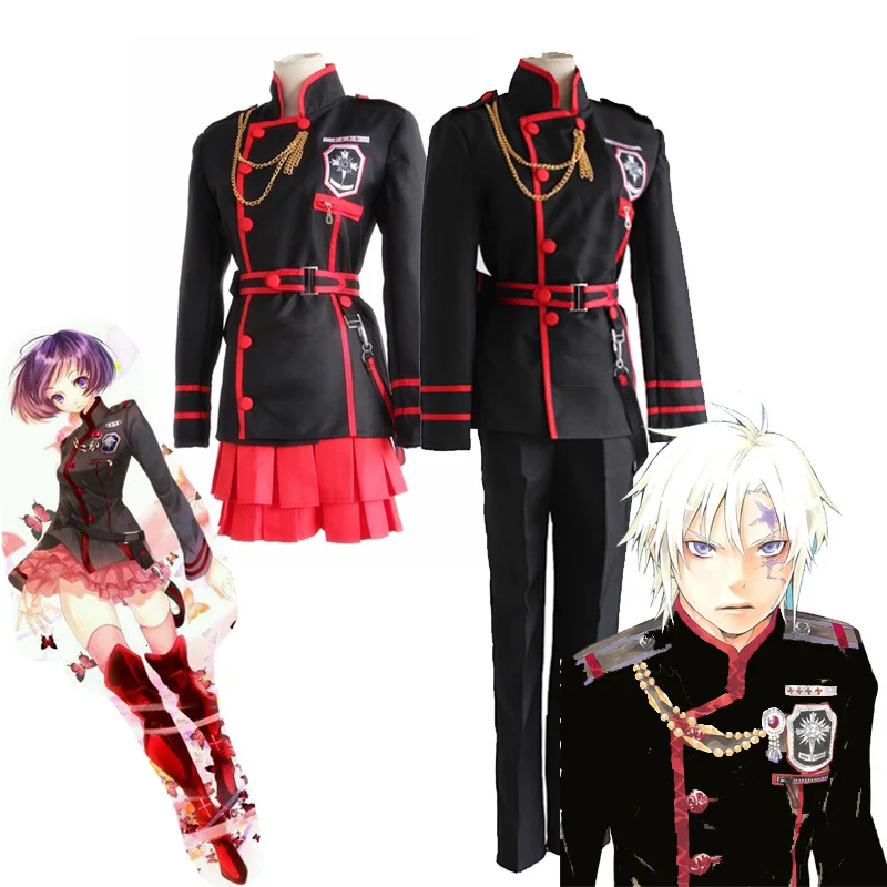 

Anime D.Gray-man Linali Lenalee Lee Allen Walker Cosplay Costume Black School Uniform Qutfit Suit Full Set Halloween Outfit