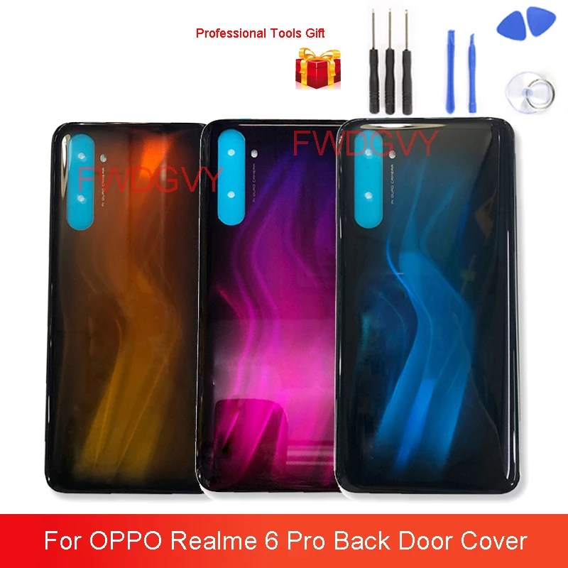 

Original NEW Glass Back Cover For OPPO Realme 6 Pro Battery Rear Housing Door Mobile Phone Replacement Case