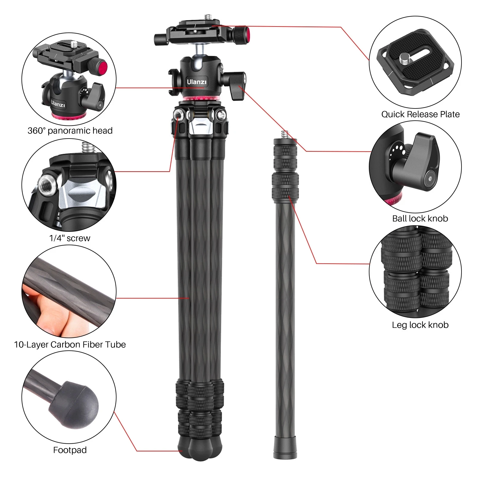 Штатив для фотосъемки Ulanzi MT-21 панорамная шаровая Головка на 360 ° пластина Arca-Swiss QR