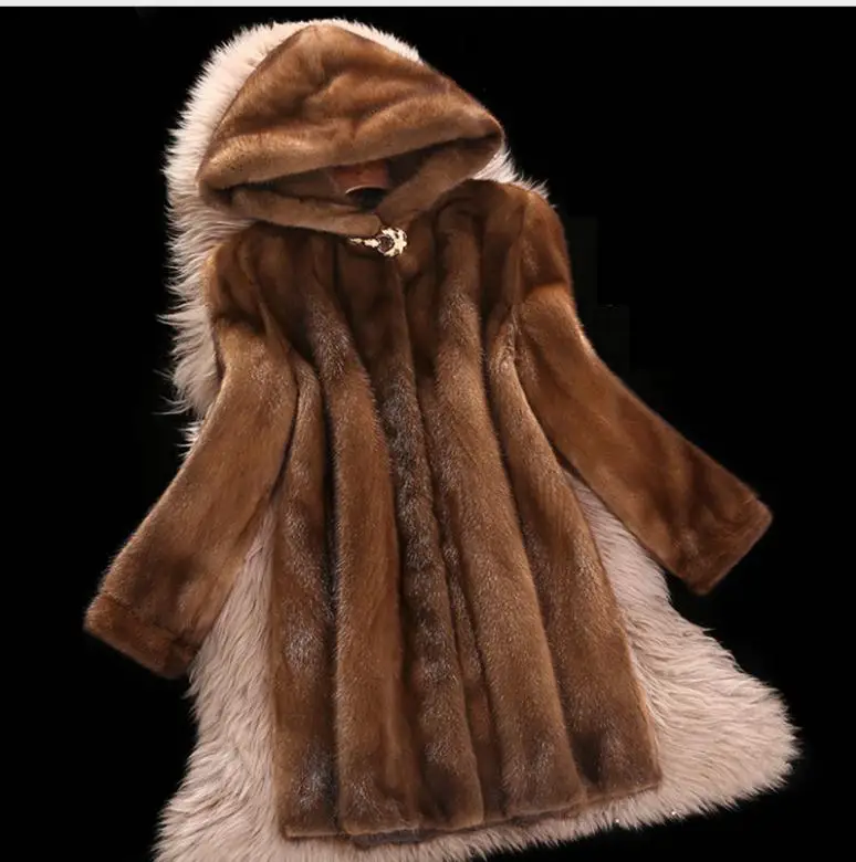 Women mink coats female mink fur coat genuine long fur coat ladies winter clothes oversize 6xl 5xl 7xl Imitation fur coats