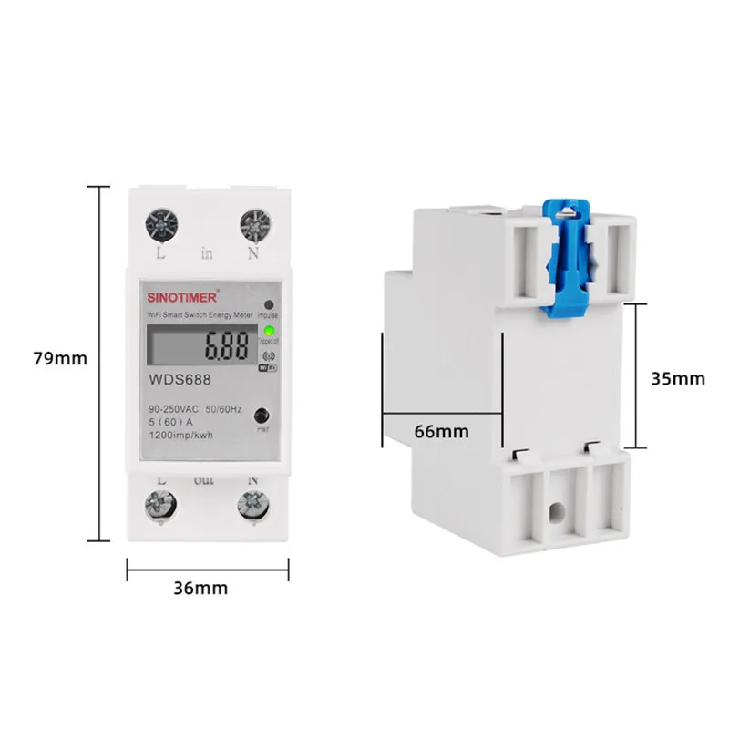 Многофункциональный Умный однофазный счетчик энергии WiFi/приложение-контроль