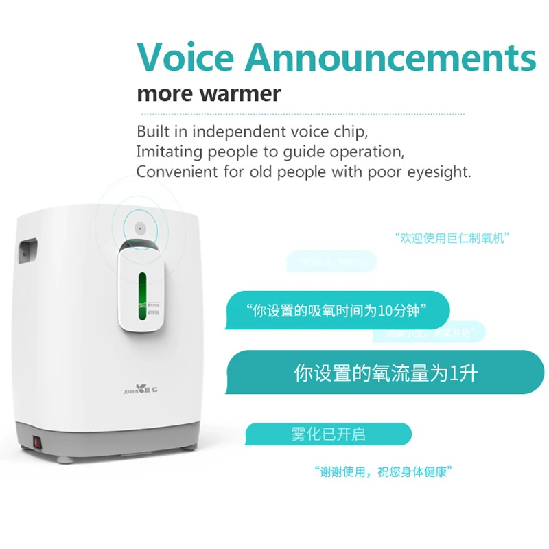 

1L Household Oxygen Generator Portable Concentrator Making Machine Production with Atomization Voice Control Function