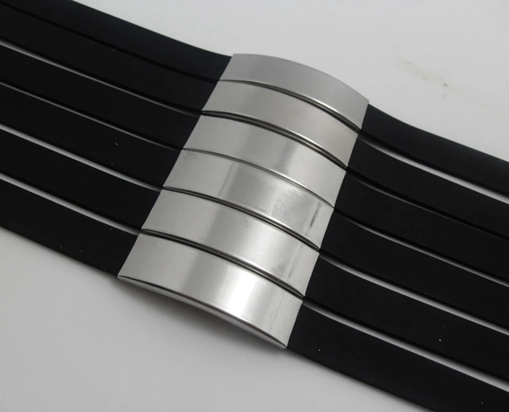 12 шт. простые черные силиконовые браслеты из нержавеющей стали оптовая продажа