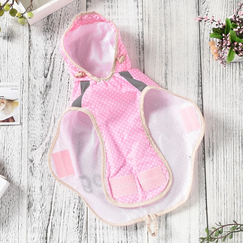 Светоотражающий милый дождевик в горошек для больших собак розовая синяя желтая