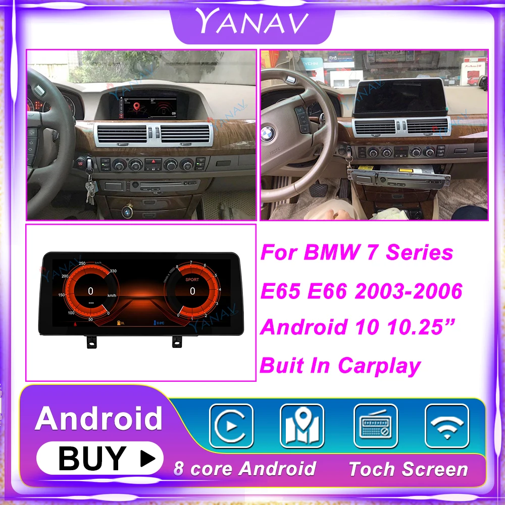 

For BMW 7 Series E65 E66 2003-2006 12.3" Vertical Stand-up Monitor Android 11 128G Car Radio Video Dvd GPS Multimedia Carplay