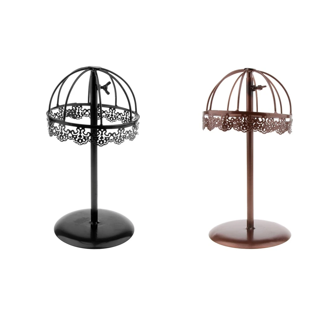 

Set of 2 Antique Free Standing Hat Display Holder Cap Storage Wigs Making Dryer Stand Rack with Adjustable Base