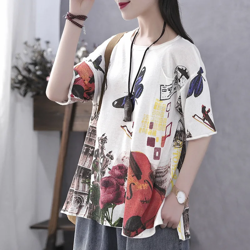 Max LuLu 2020 Korean New Fashion Summer Knitwear Ladies Casual Printed Sweaters Women Vintage Oversized Pullovers Female Jumpers | Женская