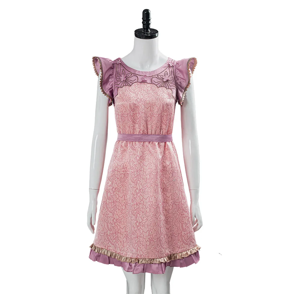 

Final Cosplay Fantasy VII Remake Aerith Wall Market Cosplay Costume Women the Honeybee Inn Pink Short Dress Halloween Costume
