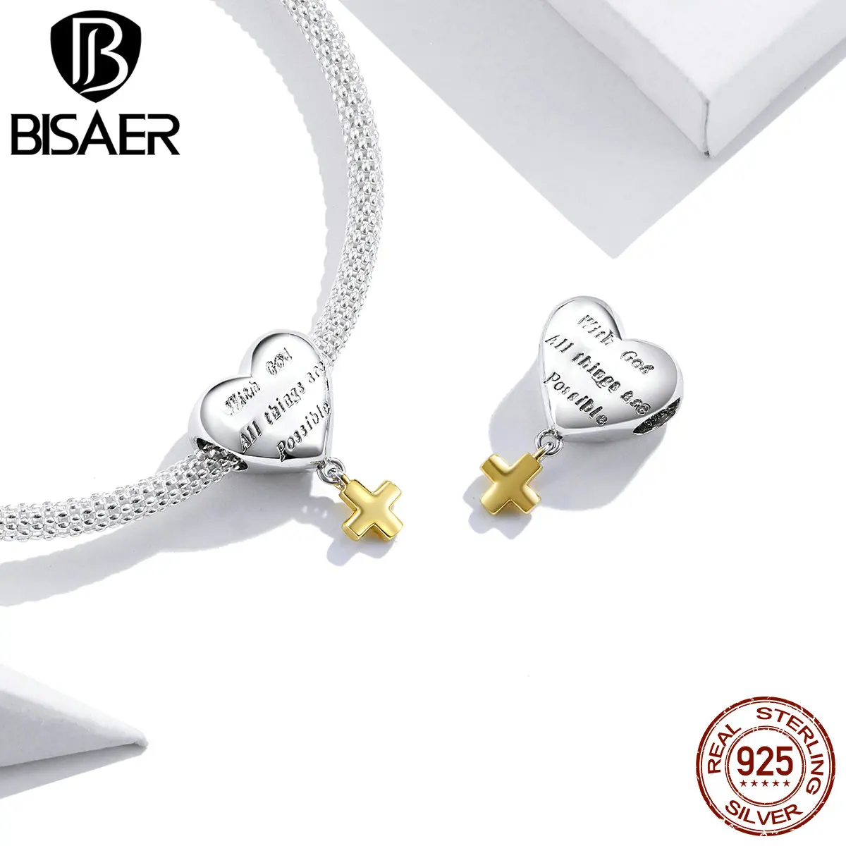 Подвеска-сердце природы BISAER серебряные подвески в форме сердца для матери