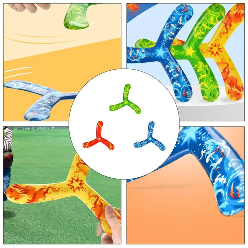 

3pcs 3 Leaves Boomerang Toy Outdoor Maneuver Dart Kids Flying Toy (Mixed Color)
