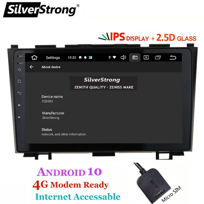 SilverStrong Android10.0 4G SIM модем Автомобильный плеер 9 дюймов для Honda CRV 2007 2011 радио