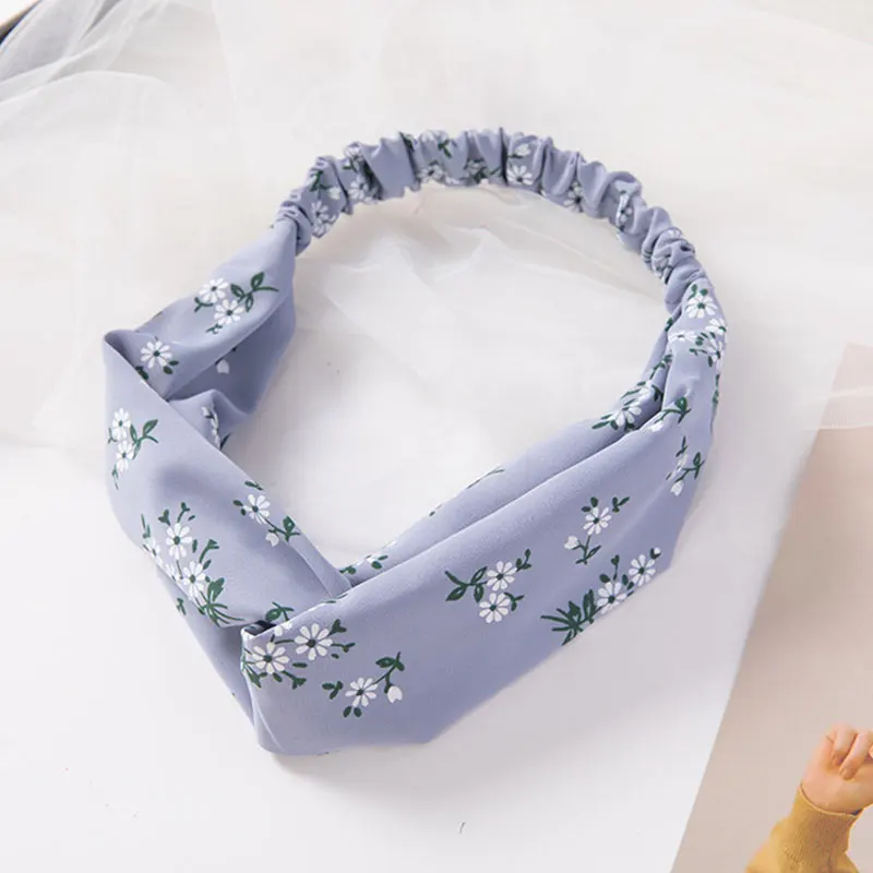 

2020 Women Sweet flroal Print Headbands Cross Knot Elastic Hairbands for girls Twist Turban Bandage Headwrap Hair Accessories