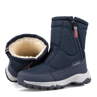 winter mens hiking boots couple snow boots plus velvet warm side zipper outdoor casual short boots resistance men cotton shoes