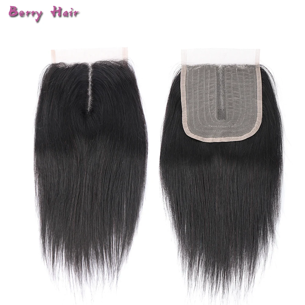

Berry Hair Cheap 4x4 Straight Lace Closure Half Machine Made Brazilian 4x4 Lace Front Closure 100% Human Hair
