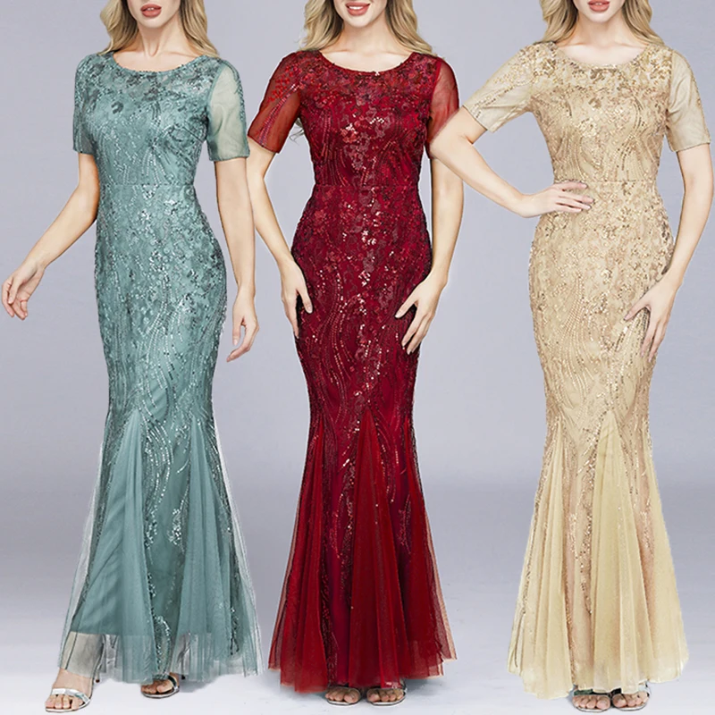 Вечерние платья с пайетками платье русалки торжественное вышивкой женское