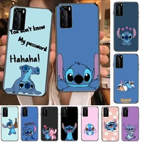 stitch funny phone case for huawei p40 p30 p20 10 9 8 lite e pro plus black etui coque painting hoesjes comic fas