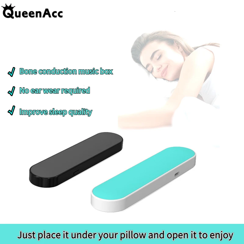 

QueenAcc Bone Conduction Bluetooth Speaker Wireless Portable Stereo Bass Music Box For Better Sleeps For PC Smartphone Facebook
