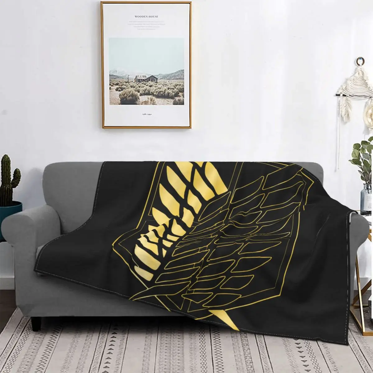 

Shingeki No Kyojin Blanket Anime Attack On Titan Bedspread Plush Soft Cover Flannel Throw Blanket Bedding Sofa Picnic Fluffy