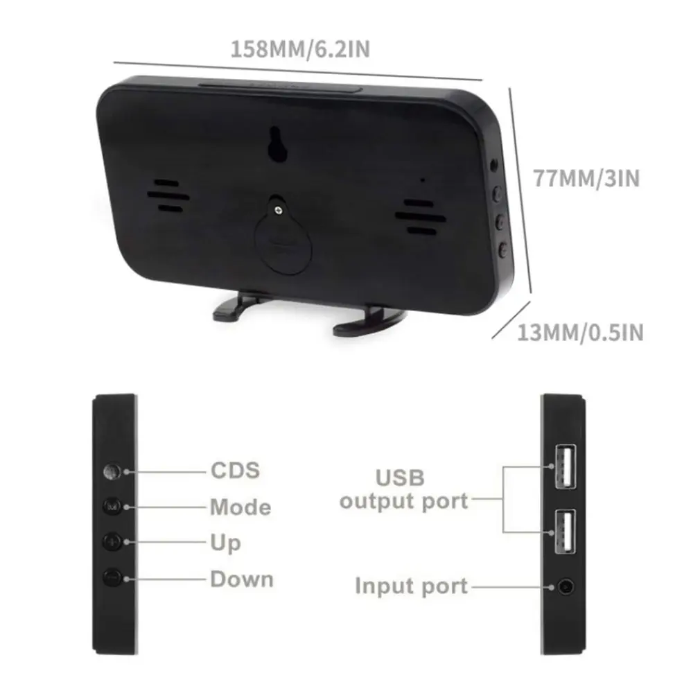 

LED Mirror Alarm Clock Digital Snooze Table Clock Wake Up Light Electronic Large Time Display Home Decoration Clock