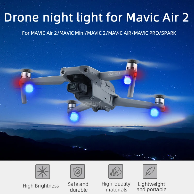 4pcs Night Flying Signal LED Flash Lights for DJI FPV Combo Mavic Air2/Mini/ Mini2/Pro/Air1 Mavic2 Pro Zoom for Spark Phantom 4