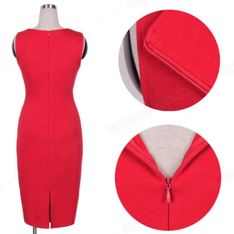 Nice Forever элегантное однотонное красное сексуальное платье без рукавов вечерние