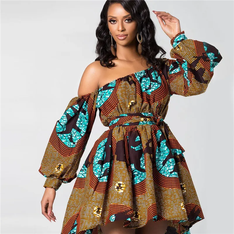african wear for women Vintage African Dashiki Print Dresses Women 2022 Summer Sexy Shoulder Off African Dress Evening Party African Clothes for Women african attire