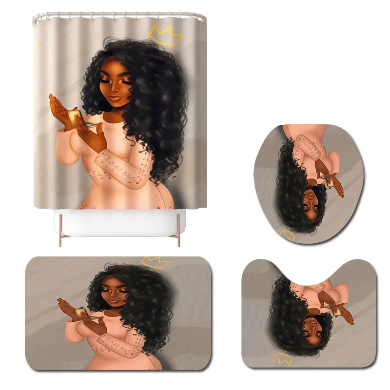 Африканский женский коврик для ванной и душевой занавески из микрофибры