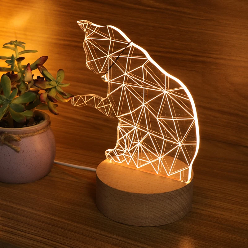 3D Светодиодная лампа Usb круглая кошка электрическая лампа кошка ночник на Amazon