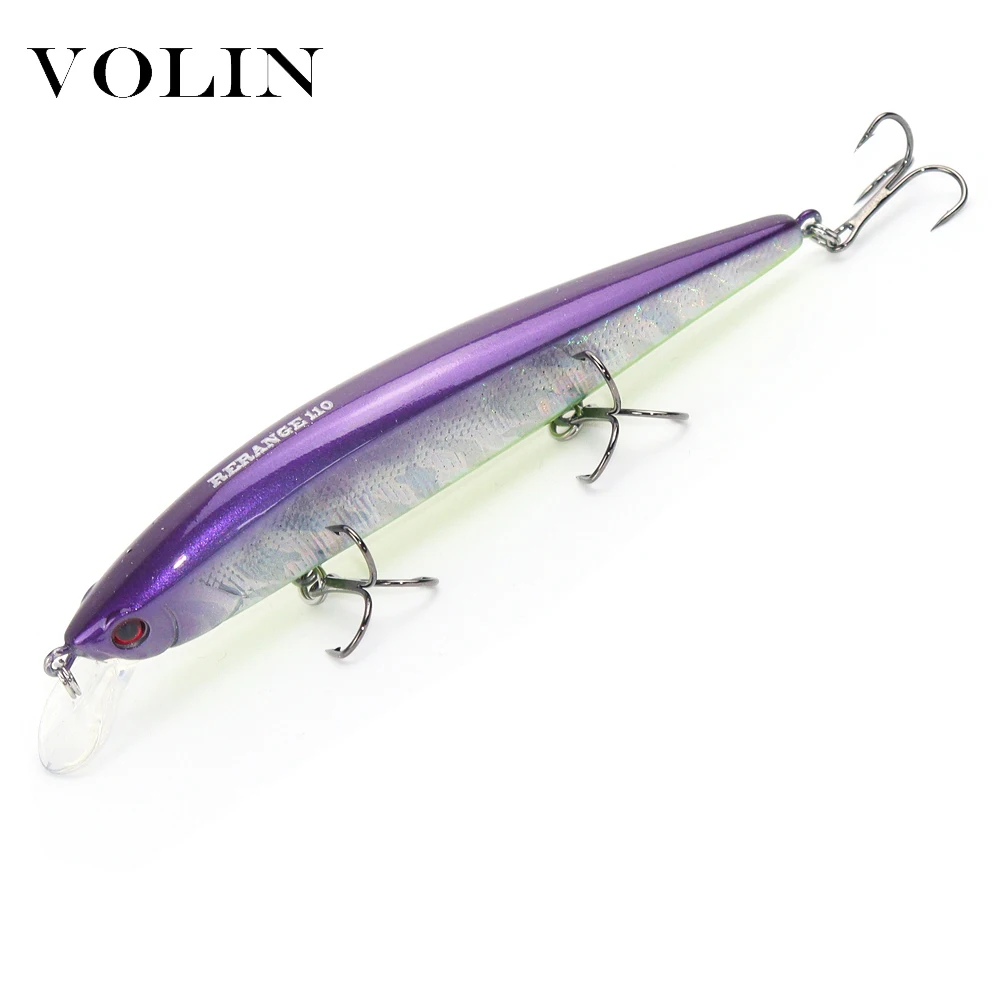 

Volin 1pc Wobbler Minnow Fishing Lure Bass Tackle Crank Baits110mm 15.5g with 2 Fishing Hooks Fishing Tackle Lure