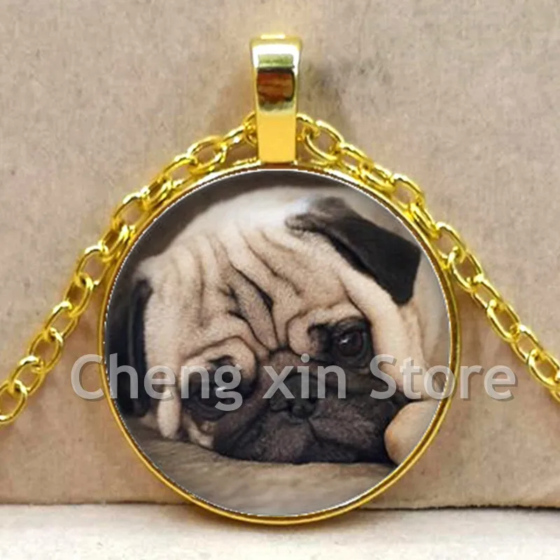 Новое стеклянное круглое подвесное украшение с изображением пса породы мопс - лучший подарок для любителей.