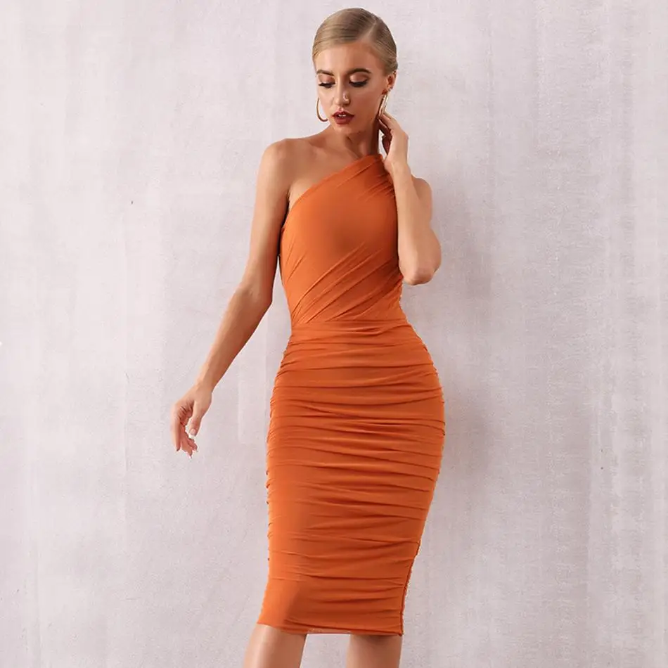 Женское вечернее платье без рукавов Клубное с одним плечом лето 2019 | Женская