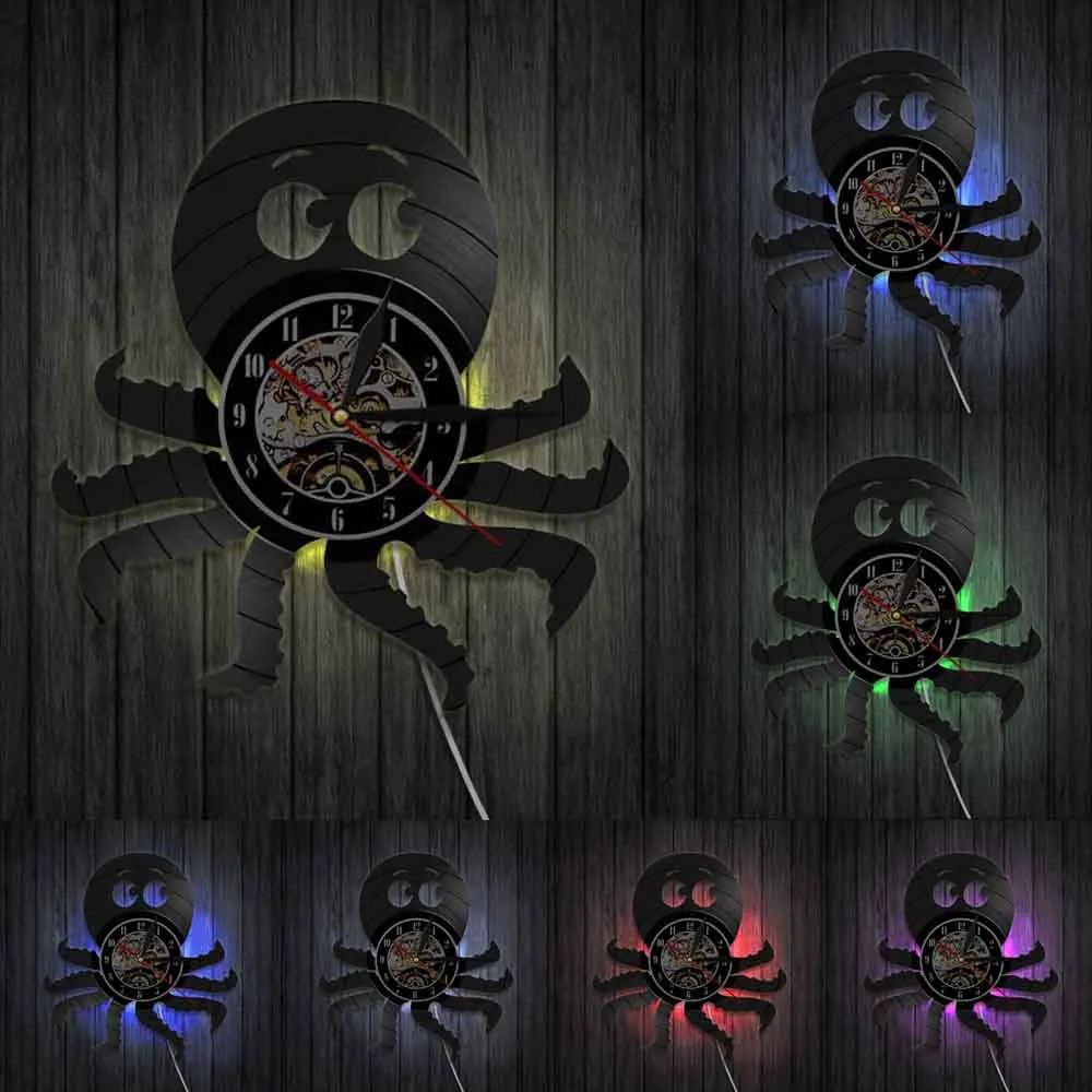 Настенные часы осьминог Морской стиль современные настенные с изображением