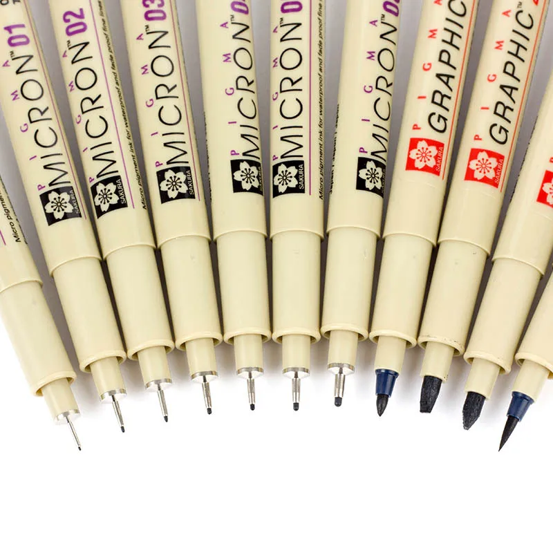 

4/9/11/12PCS Pigma Micron Pen Waterproof Hand-drawn Design Sketch Needle Pen Hand Dawing Liner Fineliner Cartoon Signature Pen