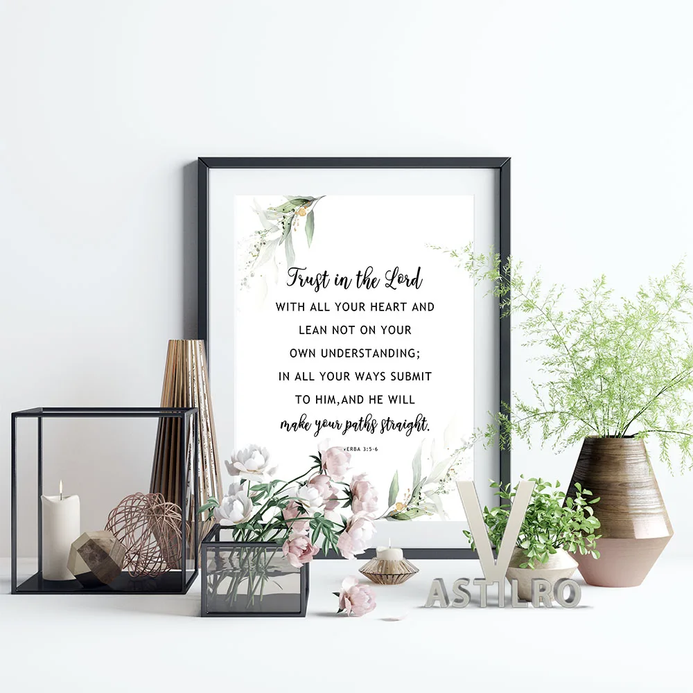 

Proverbs Trust In The Lord Bible Verse Art Prints Poster Christian Gift Religious Faith Encourage Quote Wall Picture Home Decor