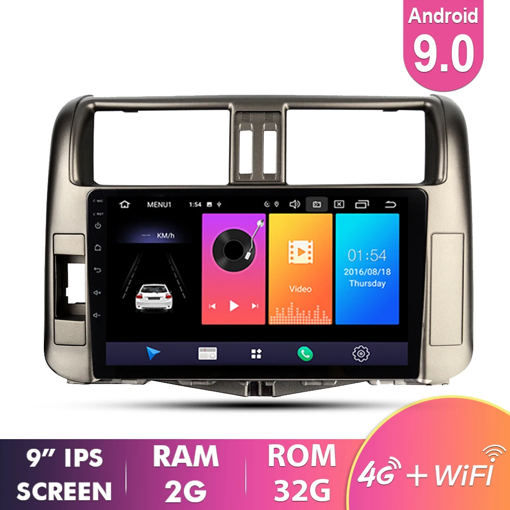 2G 32G EKIY " ips Android 9,0 Автомобильный мультимедийный плеер авторадио для Toyota Land Cruiser Prado 150 2010-2013 стерео gps навигация 4G BT - Цвет: 2G 32G