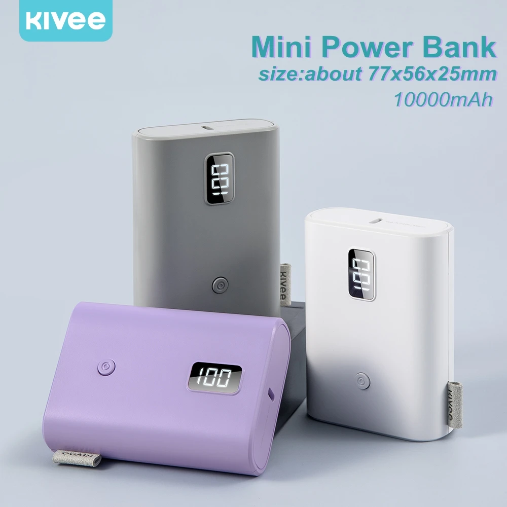 KIVEE PT58P Mini Power Bank 10000mAh Phone Charger Portable Cute External Spare Battery Fast Charge for xiaomi huawei iphone
