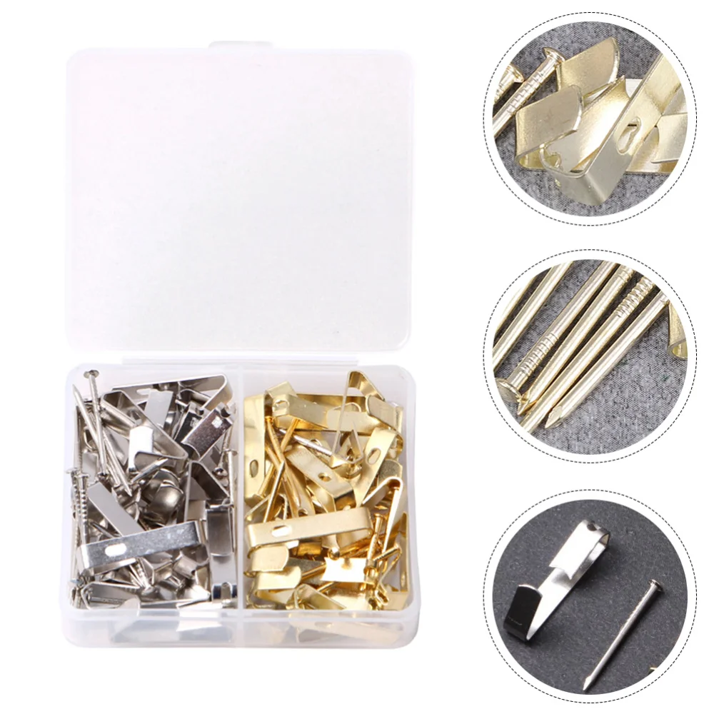 

1 Set/160pcs Heavy Duty Photo Hangers Photo Frame Hanging Hooks with Nails