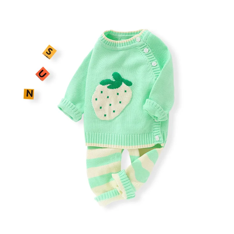 Knitted Suit for Newborns Baby Sweater Sets Childen Knit Pullovers+Pants For Girls Boys Autumn Winter Clothing Set Kids Outfits |