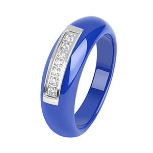 Blue Rings Панк стиль AAA обручальные кольца с фианитами для женщин/мужчин с Bling кристально гладкая здоровая керамика инопланетянин палец кольца, подарок на Рождество - Цвет основного камня: Blue Rings