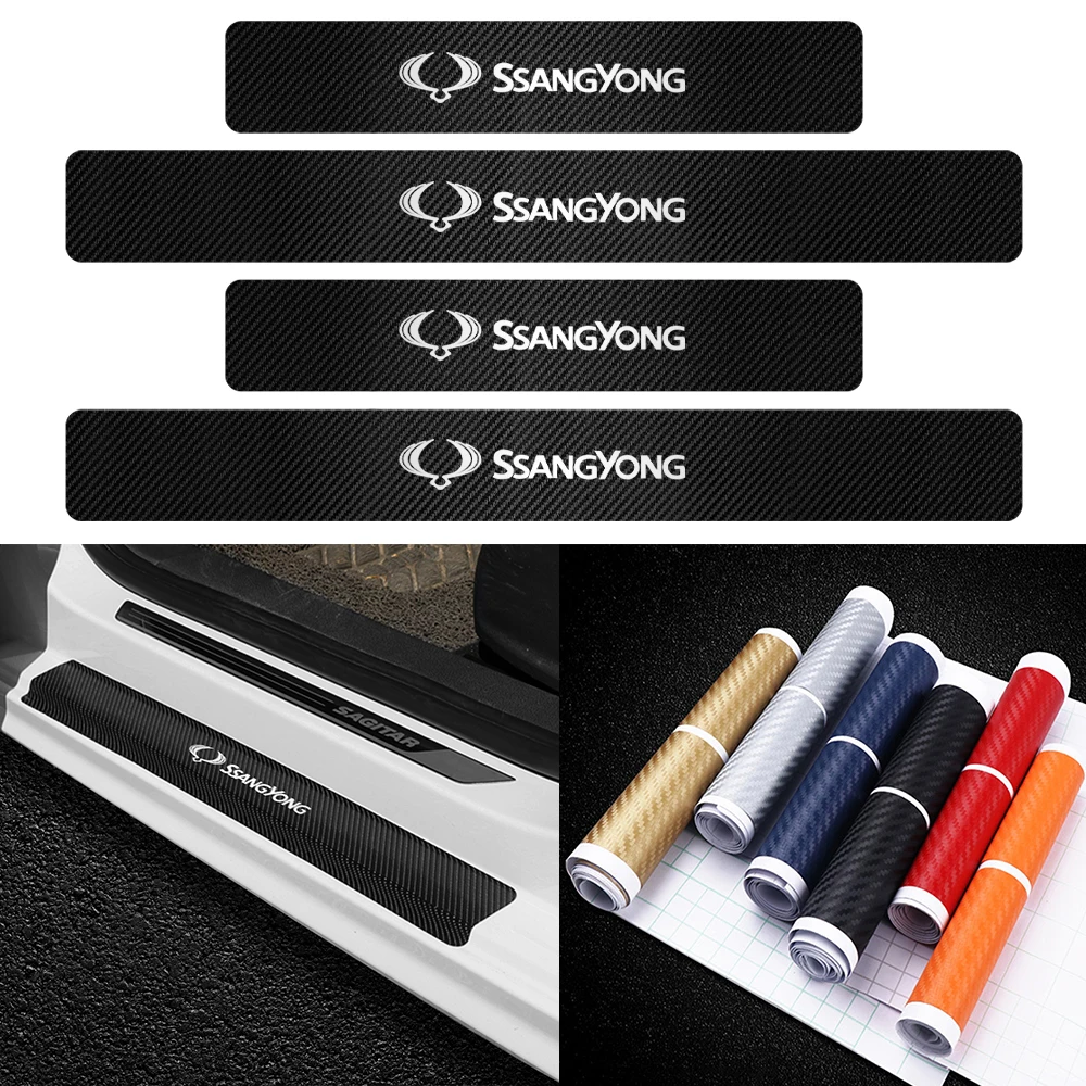 

Carbon Fiber Door Sill Protector Vinyl Stickers for Ssangyong Actyon Rodius Rexton Kyron Turismo Korando Stavic Musso Tivoli XLV