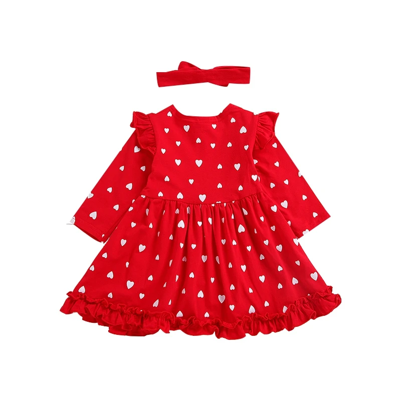 

Baby Girls Dresses Children's Cute Peach Heart Dress Spring-Autumn Kids Girls Clothes