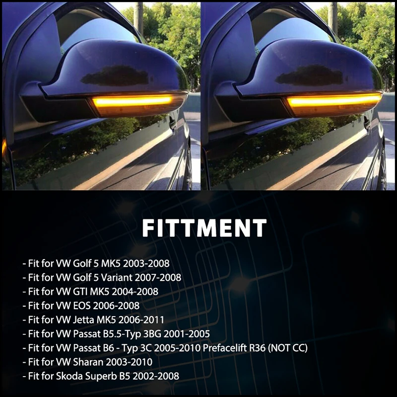 Для Volkswagen Динамический указатель поворота светодиодный индикатор зеркала